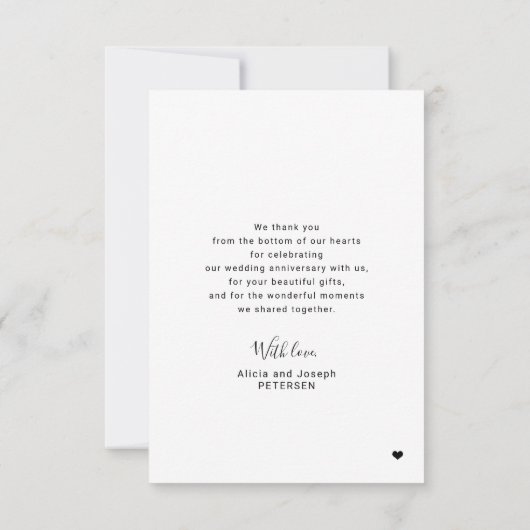 Modern script hart foto collage bruiloft bedankkaart (Achterkant)