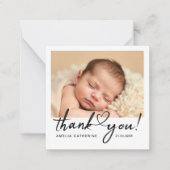 Modern Script Hart Mini Doop Dankjewel Kaart Notitiekaartje (Voorkant)