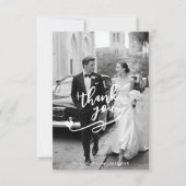 Modern Script Heart 2 Photo Wedding Bedankkaart (Voorkant)