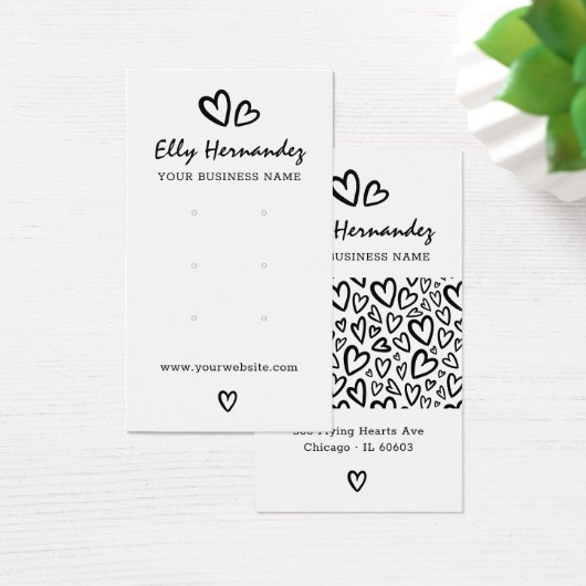 Modern Script Heart Earring Sieraden Display Kaart (Bureau)