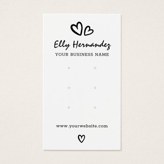 Modern Script Heart Earring Sieraden Display Kaart (Voorkant)