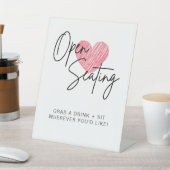 Modern Script Heart Open Seating Wedding Sign Reclamebord Met Voetstuk (Insitu)
