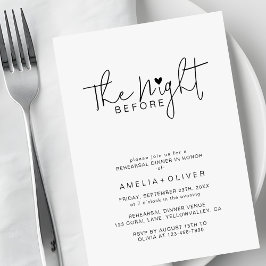 Modern Script Heart | Wedding Rehearsal Dinner Kaart