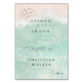 Modern Script Hearts Beach Opvouwbare Place Card Kaart (Voorkant)