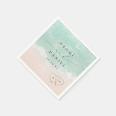 Modern Script Hearts In The Sand Beach Wedding Servet (Hoek)