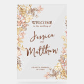 Modern Script Herfst gebladerte bruiloft acryl tek Acryl Bord (Voorkant)