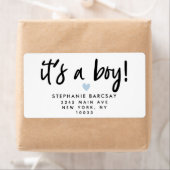Modern script Het is een jongen baby shower Etiket (Insitu)