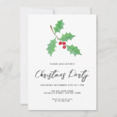 Modern Script Holly Christmas Party Kaart (Voorkant)