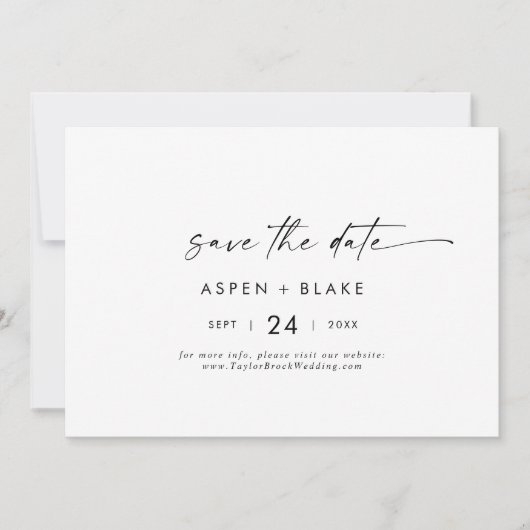 Modern script horizontaal sparen de datum save the date (Voorkant)