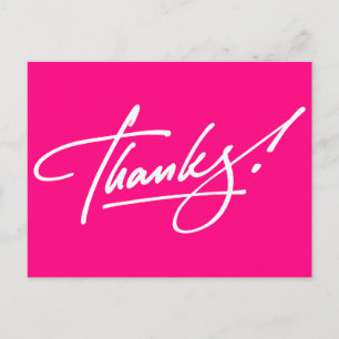 Modern Script Hot Pink Thank You Card Briefkaart
