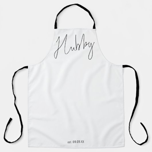 Modern Script Hubby Date Black White Schort (Voorkant)