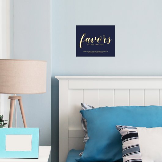 Modern Script Huwelijksgunsten Marine en Goud Folie Afdrukken (Insitu (Slaapkamer))