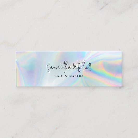 Modern Script Iridescent Salon Make-up Mini Visitekaartje (Voorkant)