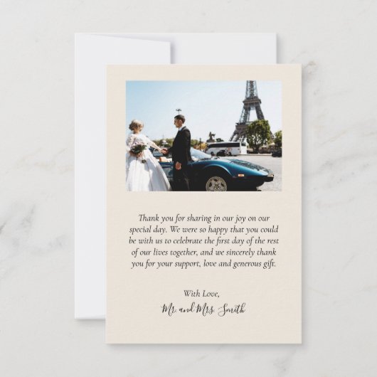 Modern Script Ivory 3 Photo Collage Wedding Bedankkaart (Achterkant)