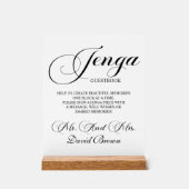 Modern Script Jenga Wedding Guestbook Acryl Bord (Voorkant)