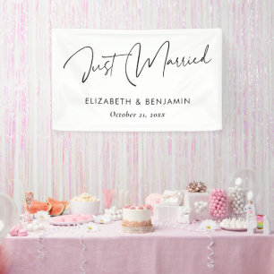 Modern script 'Just Married' Banner - gepersonalis