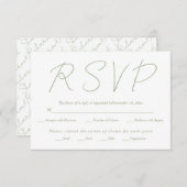 Modern script kalligrafie basis groene bruiloft RSVP kaartje (Voorkant / Achterkant)