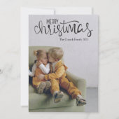 Modern Script Kalligrafie Foto Vrolijk Kerstfeest Feestdagenkaart (Voorkant)