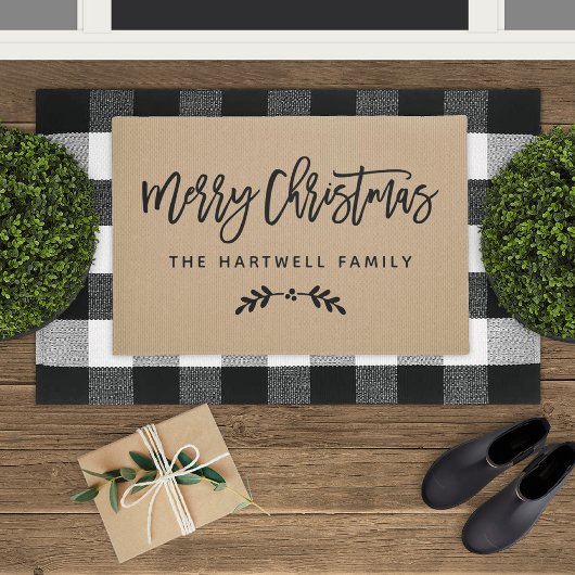 Modern script kerst aangepast deurmat