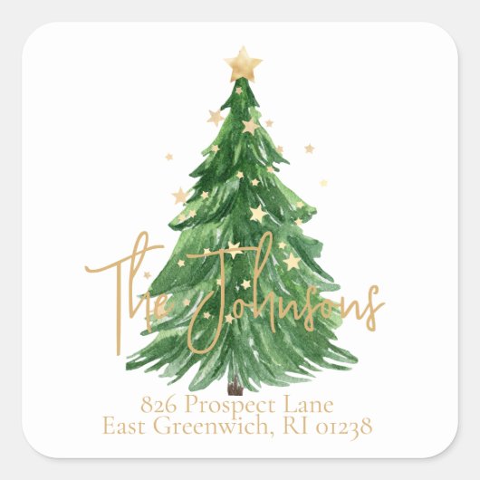 Modern script Kerst retour adres labels (Voorkant)