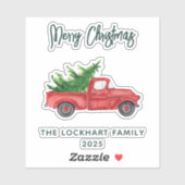 Modern Script Kerst Rode Truck Vakantie Sticker (Vel)