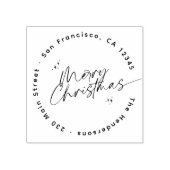 Modern Script Kerst Rond Retouradres Rubberstempel (Afrduk)
