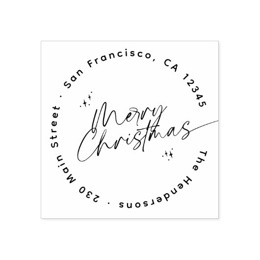 Modern Script Kerst Rond Retouradres Rubberstempel (Afrduk)