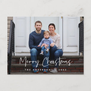 Modern script, kerstfamiliefoto groet briefkaart