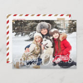 Modern script Kerstmis Familie Groet Briefkaart (Voorkant / Achterkant)