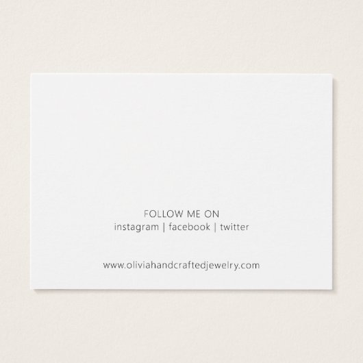 Modern Script Ketting Armband Display Kaart (Achterkant)