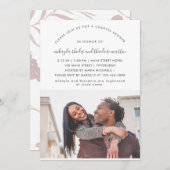 Modern Script Koppels Douchen Roos Roze Foto Kaart (Voorkant / Achterkant)