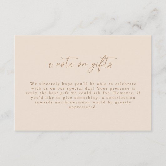 Modern Script Korte Tekst Bij Geschenken Informatiekaartje (Voorkant)