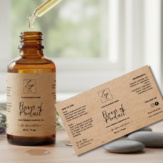 Modern Script Kraft druppelfles Etiket