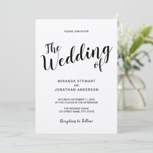 Modern Script Kraft Papier Bruiloft Kaart (Staand voorkant)