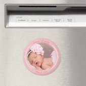 Modern Script Lettertype Blush Roze Nieuwe Baby Me Magneet (Insitu (Vaatwasser))