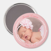 Modern Script Lettertype Blush Roze Nieuwe Baby Me Magneet (Voorkant / Achterkant)