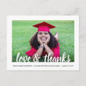 Modern Script Liefde & Bedankt 2 Foto Afstuderen Briefkaart (Voorkant)