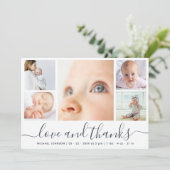 Modern Script Liefde & Bedankt 5 Foto's Baby showe (Staand voorkant)