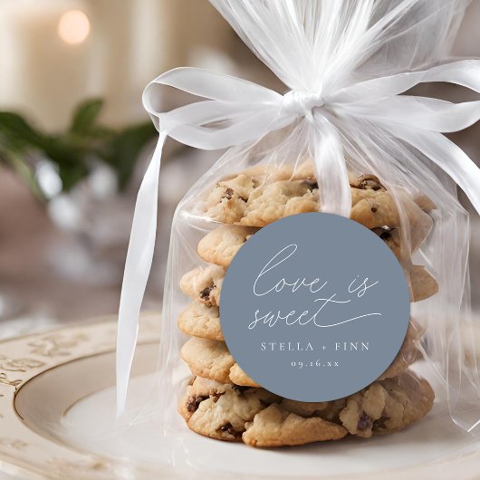 Modern script liefde is een lieve bruiloft ronde sticker