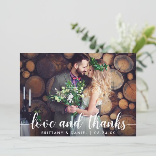 Modern Script Love and Bedankt Wedding Couple (Staand voorkant)