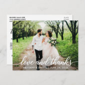 Modern Script Love and Bedankt Wedding Photo W Briefkaart (Voorkant / Achterkant)