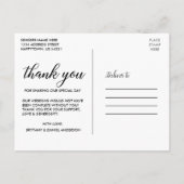 Modern Script Love and Bedankt Wedding Photo W Briefkaart (Achterkant)