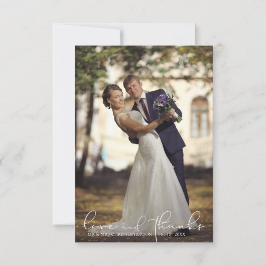 Modern Script LOVE AND MERCI Mariage photo Merci (Devant)