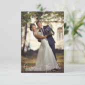 Modern Script LOVE AND MERCI Mariage photo Merci (Debout devant)
