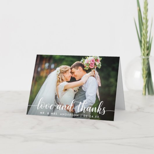 Modern Script Love Bedankt Wedding Couple Note (Voorkant)