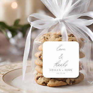 Modern Script Love & Bedankt Wedding Vierkante Sticker