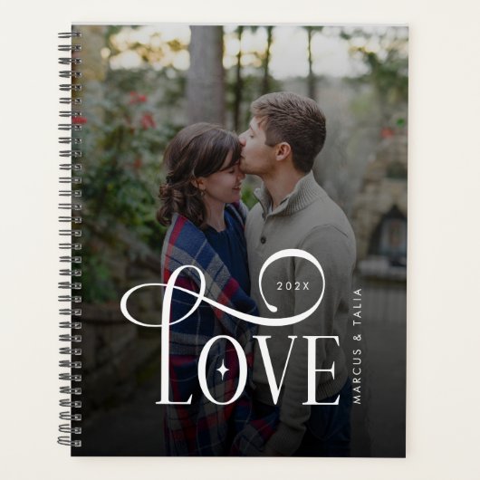 Modern Script Love Custom Engaged Couples Photo (Devant)