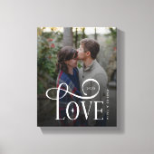 Modern Script Love Custom Engaged Couples Photo Canvas Afdruk (Voorkant)