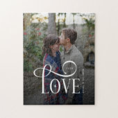 Modern Script Love Custom Engaged Couples Photo Legpuzzel (Verticaal)