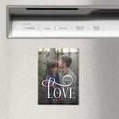 Modern Script Love Custom Engaged Couples Photo Magneet (Insitu (Vaatwasser))
